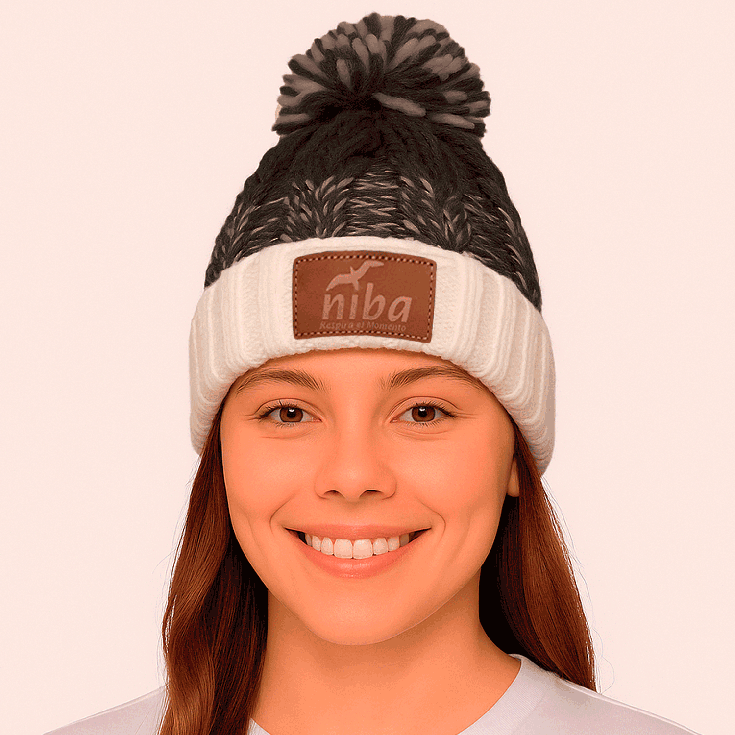 Gorro De Lana Radal Blanco / Gris Niba