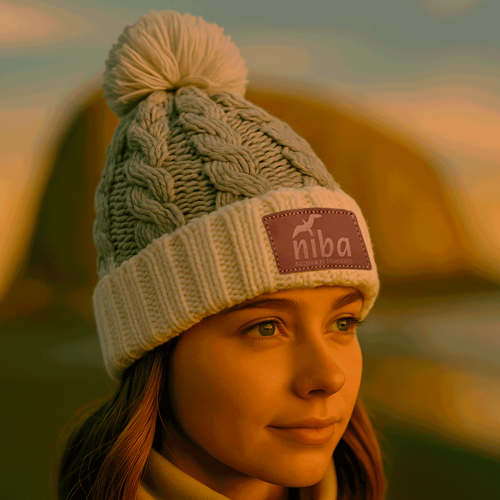 Gorro De Lana Radal Blanco / Gris Claro Niba - imagen 3