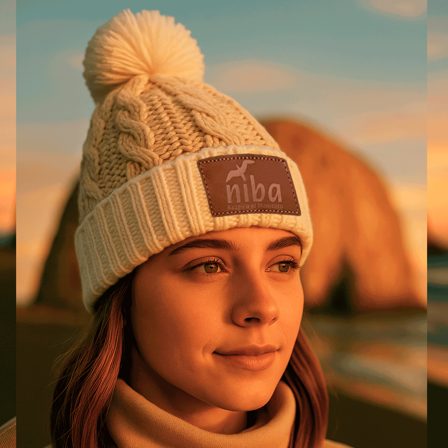 Gorro De Lana Radal Blanco / Beige Niba - imagen 3