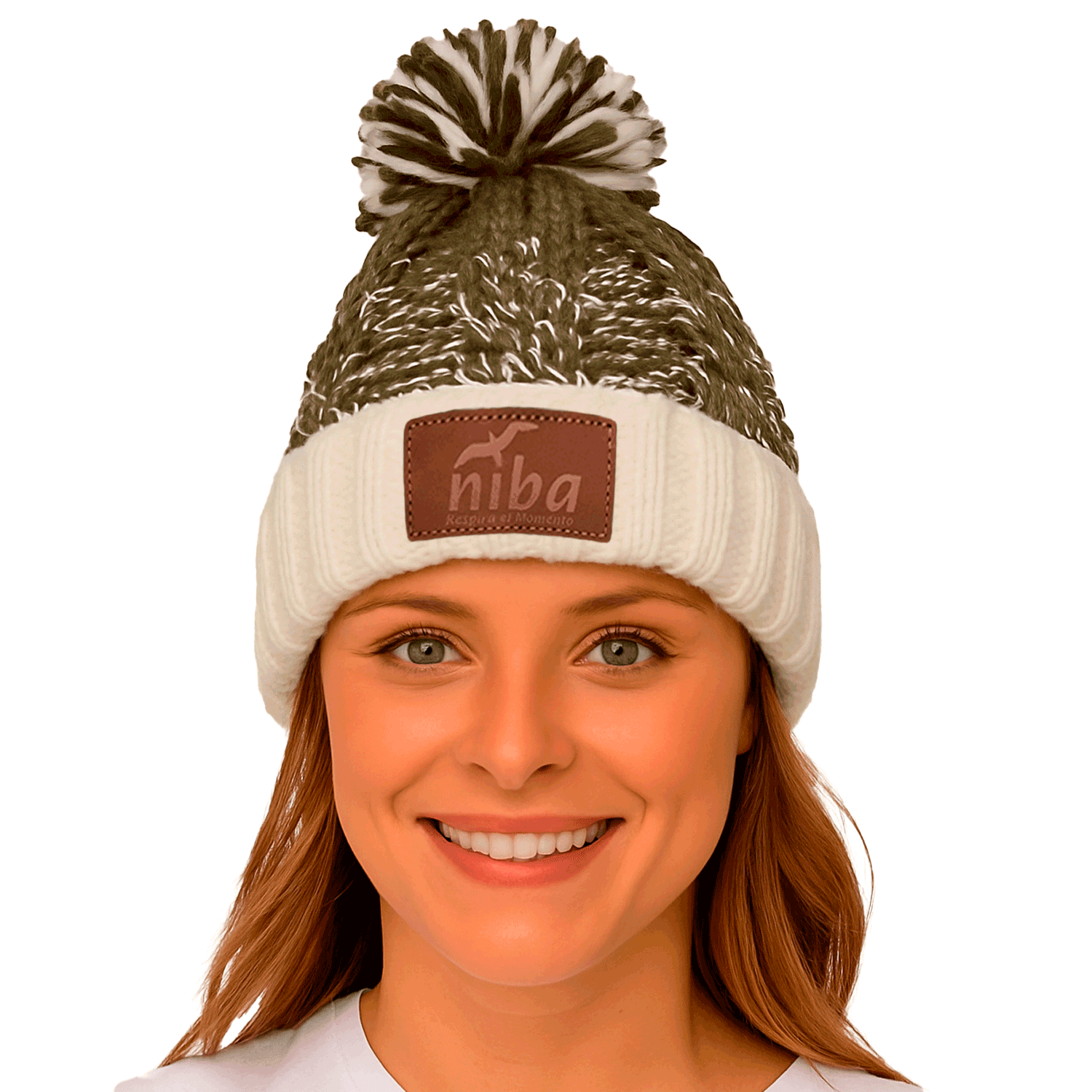 Gorro De Lana Radal Blanco Verde Niba
