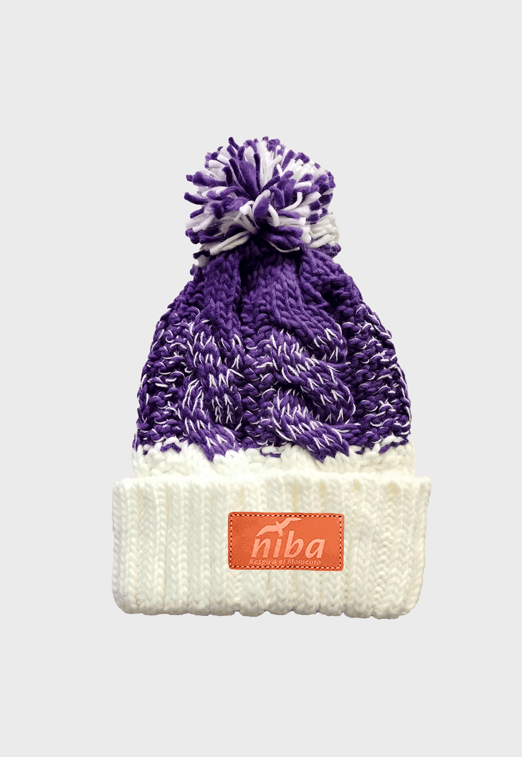 Gorro De Lana Radal Blanco Morado Niba - imagen 3