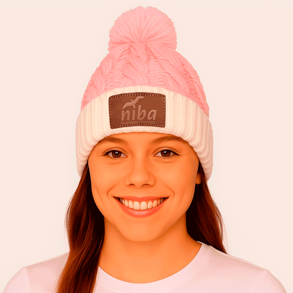 Gorro De Lana Radal Blanco / Rosa Niba