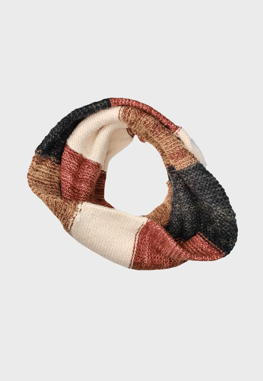 Bufanda De Lana Circular Burdeo Beige Azul Niba