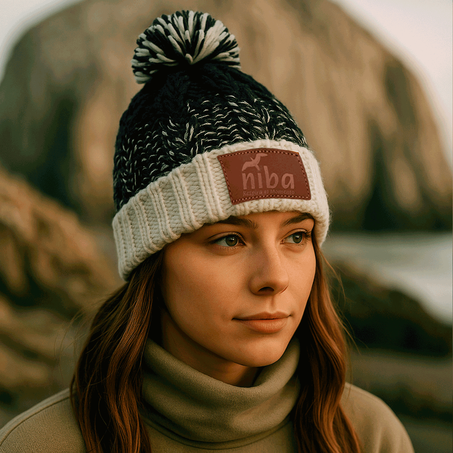 Gorro De Lana Radal Blanco / Negro Niba - imagen 3