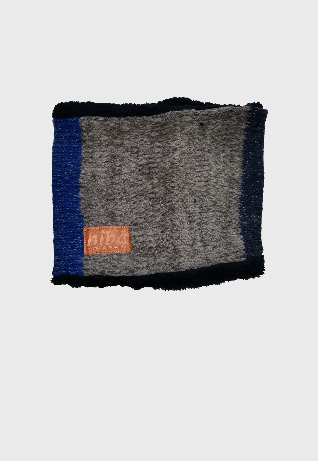 Bufanda De Lana Circular Azul Gris Niba - imagen 2