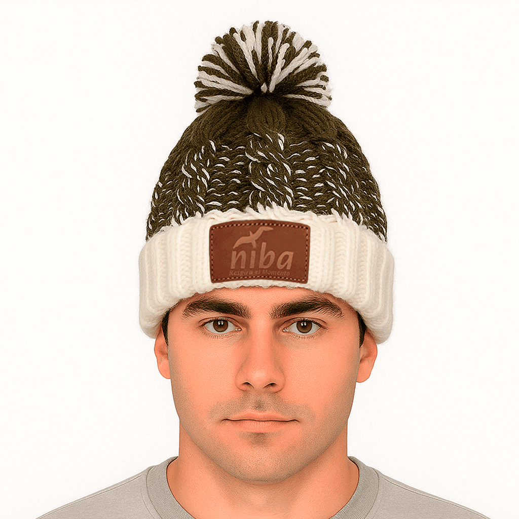 Gorro lana Hombre Radal Blanco Verde Petroleo Niba - imagen 3