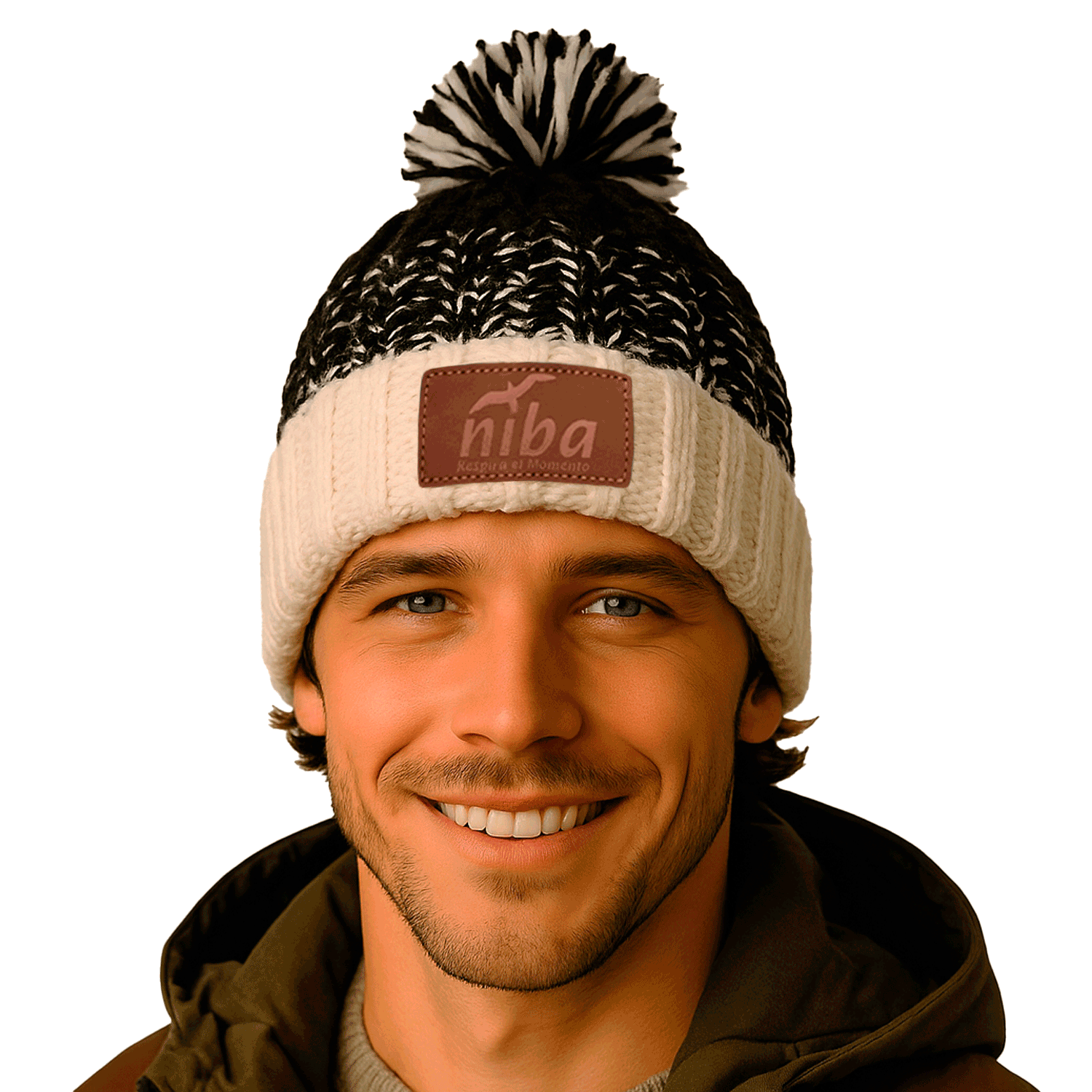 Gorro lana Hombre Radal Blanco Negro Niba