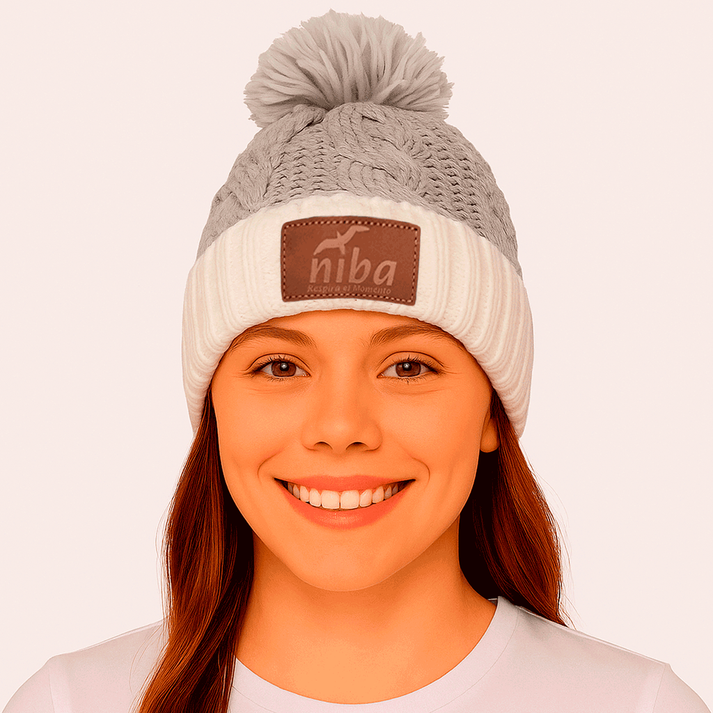 Gorro De Lana Radal Blanco / Gris Claro Niba