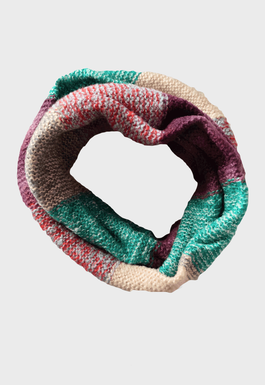 Bufanda De Lana Circular Multicolor Morado /Gris Niba