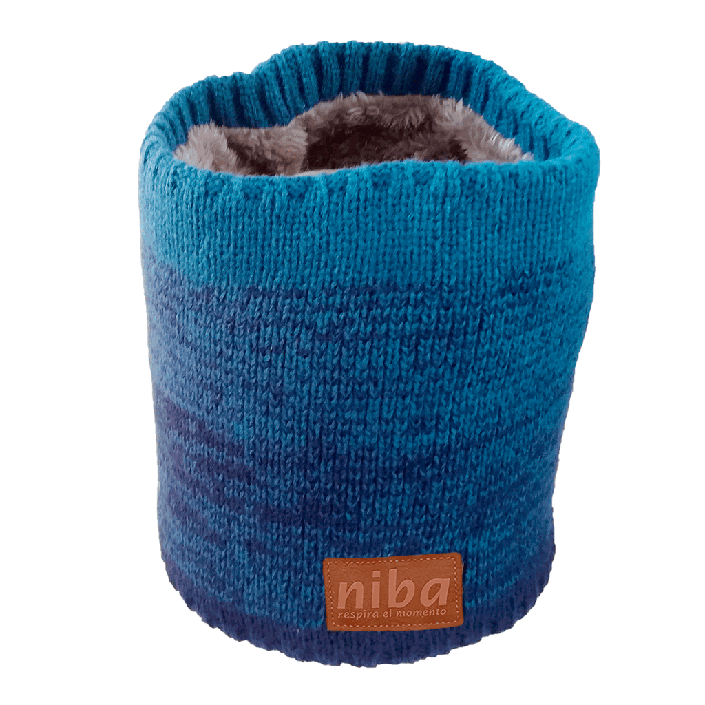 Bufanda De Lana Circular Azul Niba - imagen 2