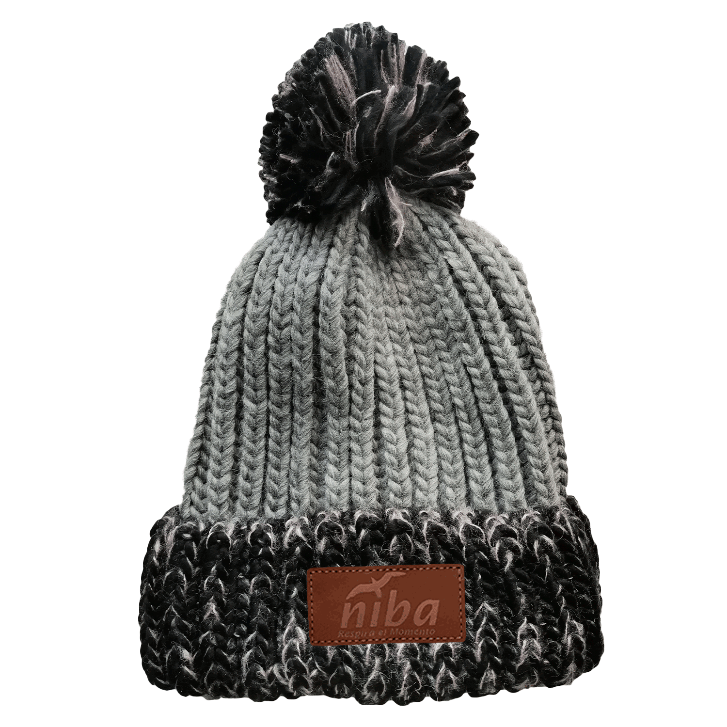 Gorro de lana Enladrillado Negro/Gris Niba - imagen 2
