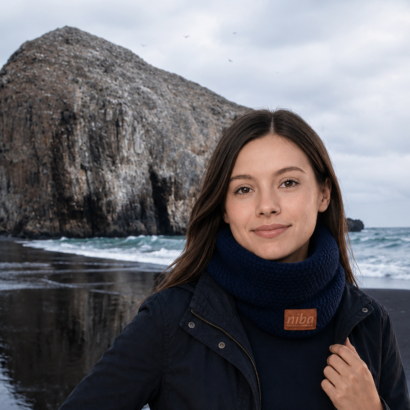 Bufanda Lana Circular Mujer Azul 2 Niba Cuello